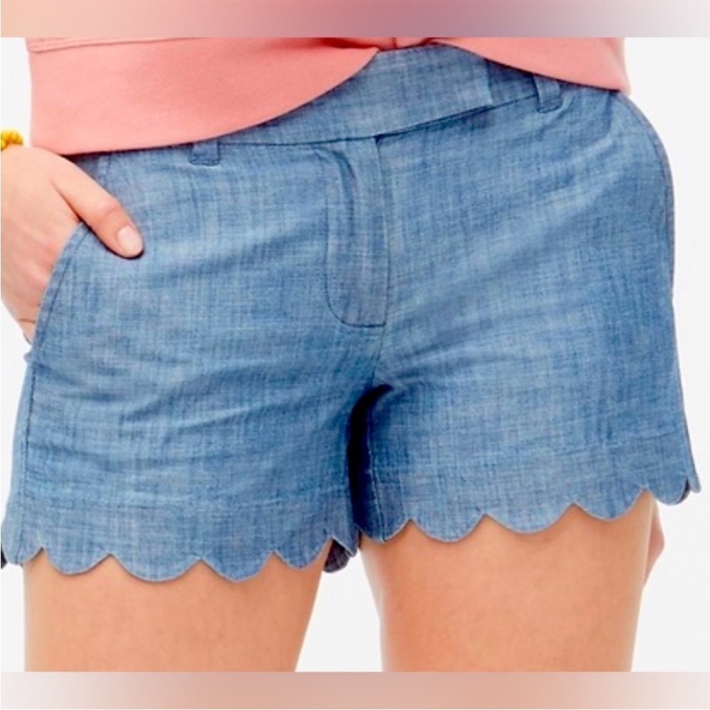J. Crew chambray shorts with scalloped hem size 8 - Picture 2 of 8